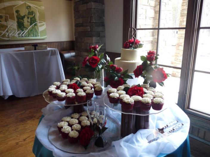 Redvelvet Wedding cake and cupcakes