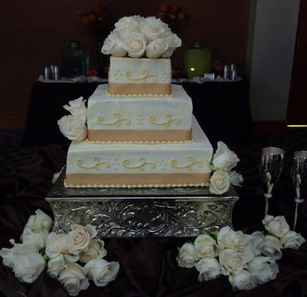 Brides cake with scrolls