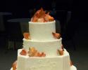 Brides cake with edible Fall leaves