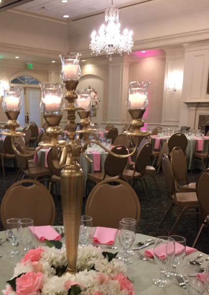 30" gold candelabra/ $45.00 each (12 available)
Candelabra only. No florals, candle holders or candles included.