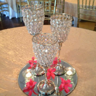 Elegant Silver & Acrylic Crystal Candle Holders/Set of 3 