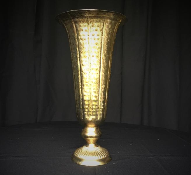 8-Footed Vases w/Flared Rim Available 8" D x 16.75" H @ $18/each.

Light-weight, High Quality Metal.

New Condition.

