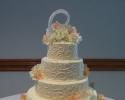 Brides cake with swirls and Hydrangea